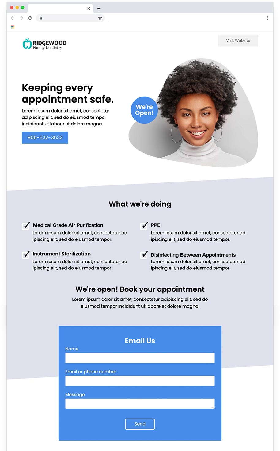 Sample landing page