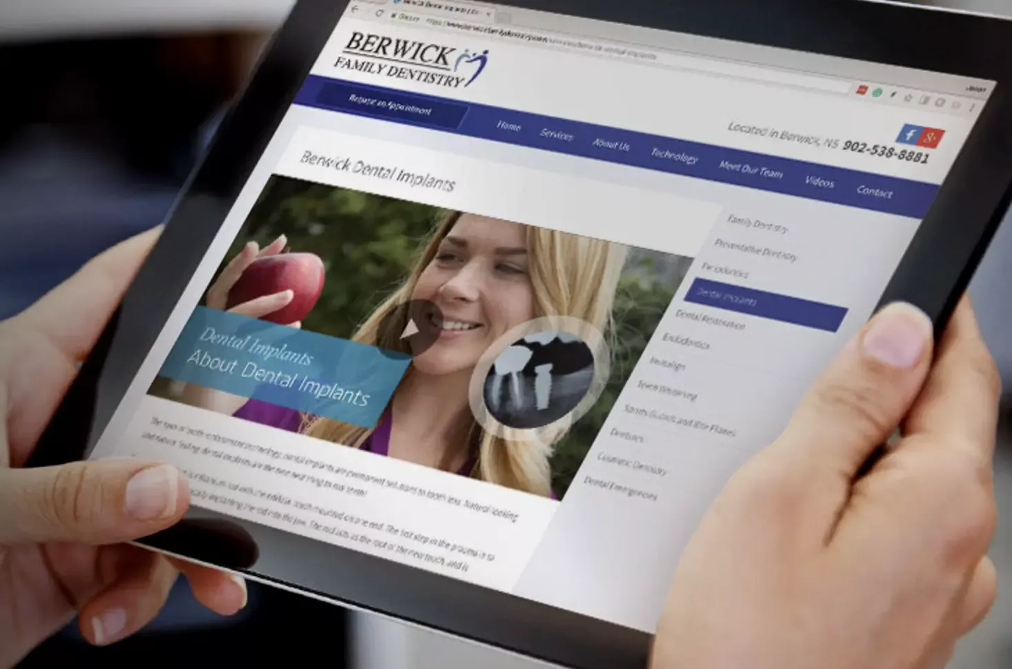 Watching Optio Dentistry video on a tablet