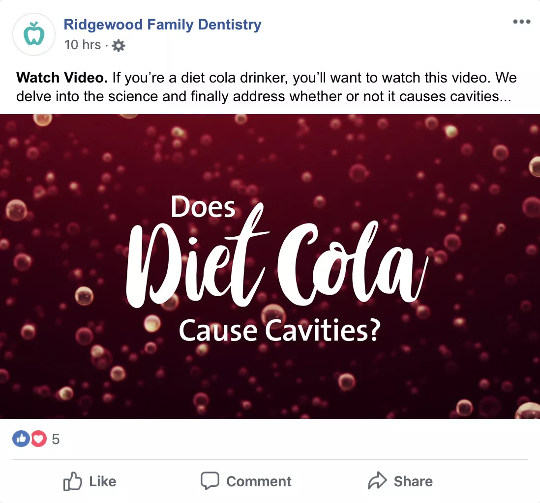 Sample Facebook post - Optio Dentistry Video Soda