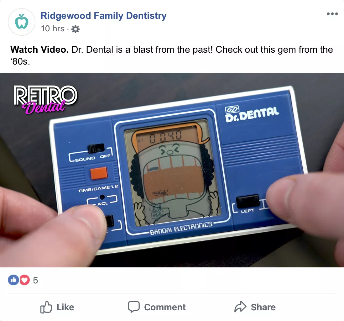 Sample Facebook post - Retro Dental