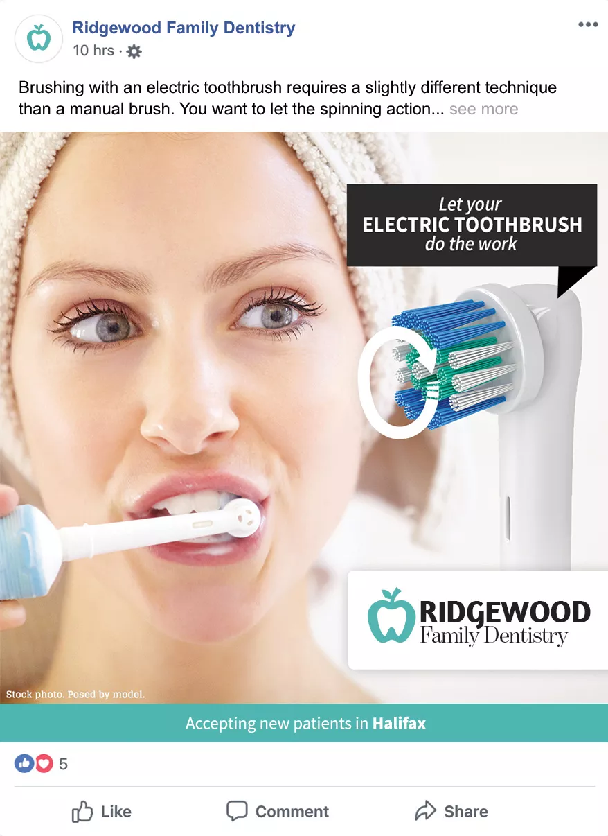 Sample Facebook post - Electric Tootbrush
