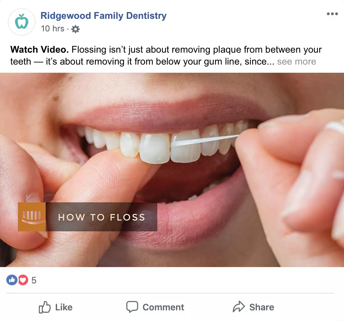 Sample Facebook post - Optio Dentistry Video How To Floss