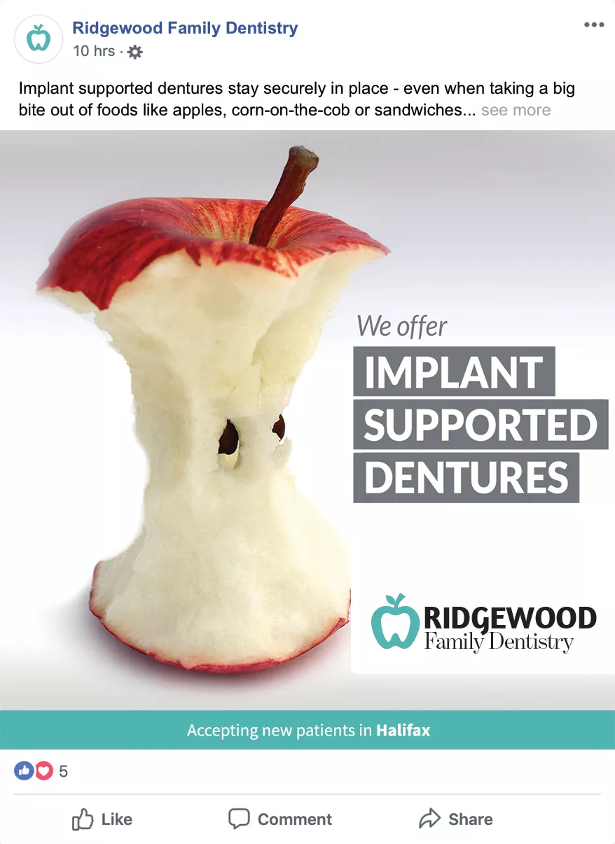 Sample Facebook post - denture