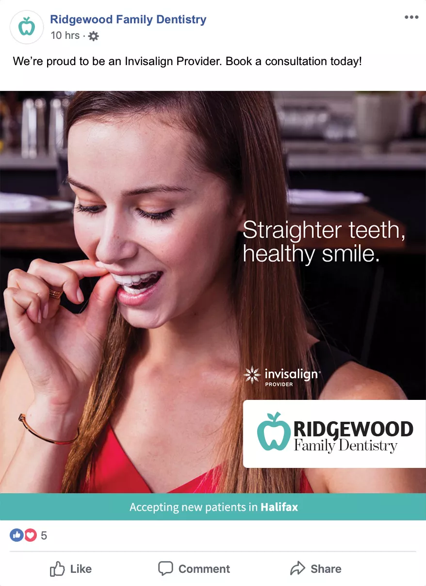 Sample Facebook post - invisalign