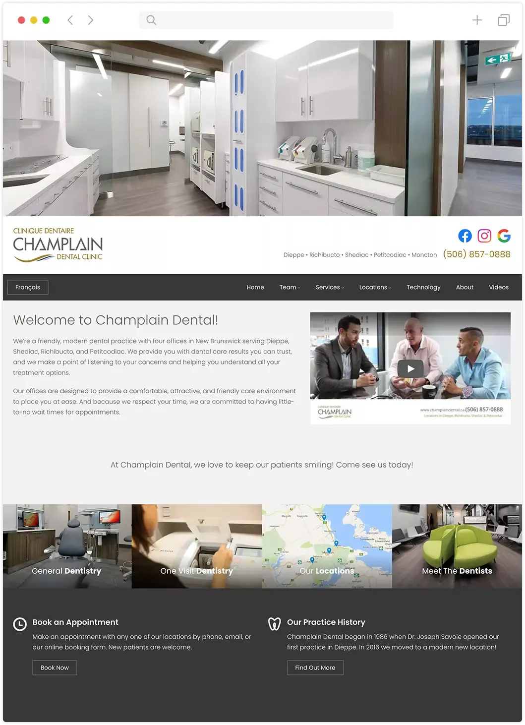 Screenshot of Champlain Dental