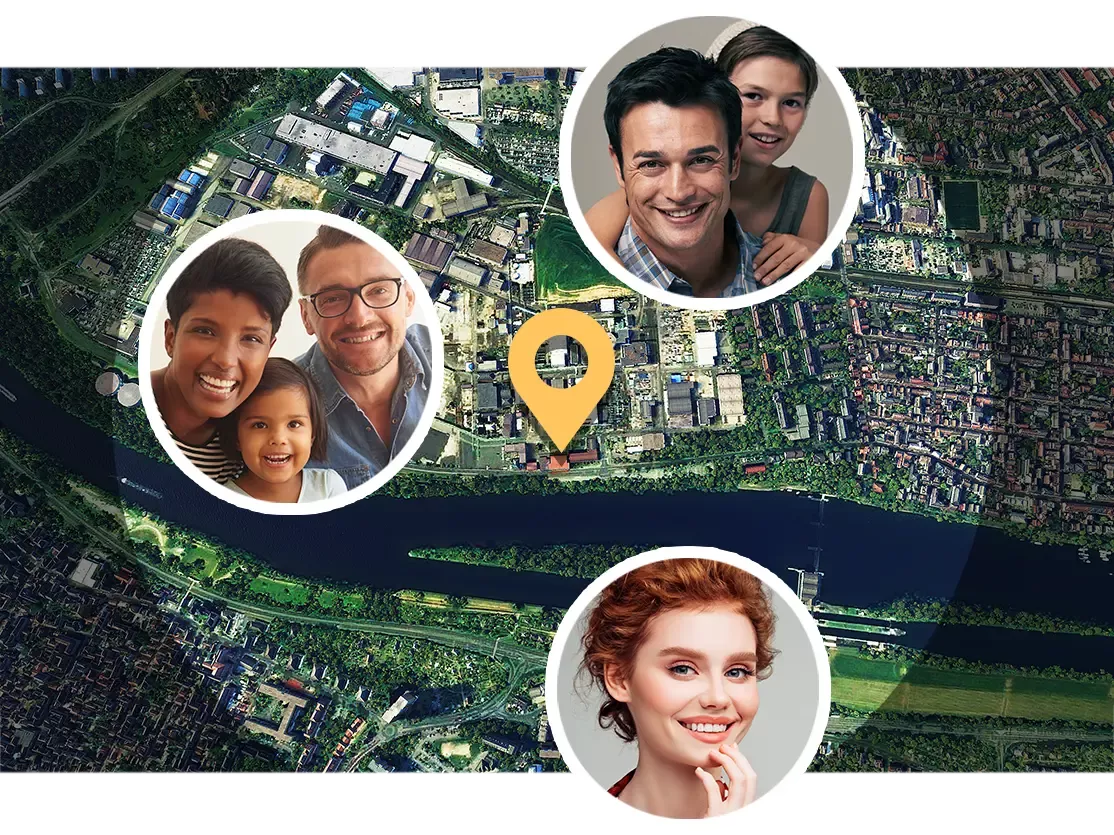 Map showing geo-targeted advertising area
