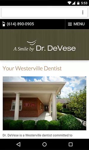 Screenshot of website on mobile phone