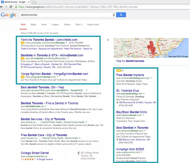 Paid search results
