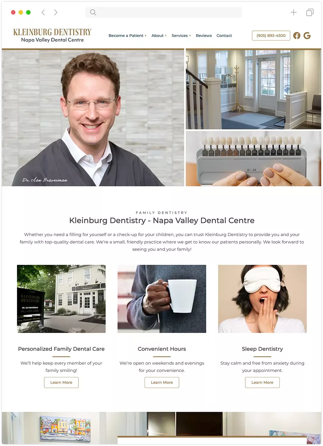 Kleinberg Dentistry website