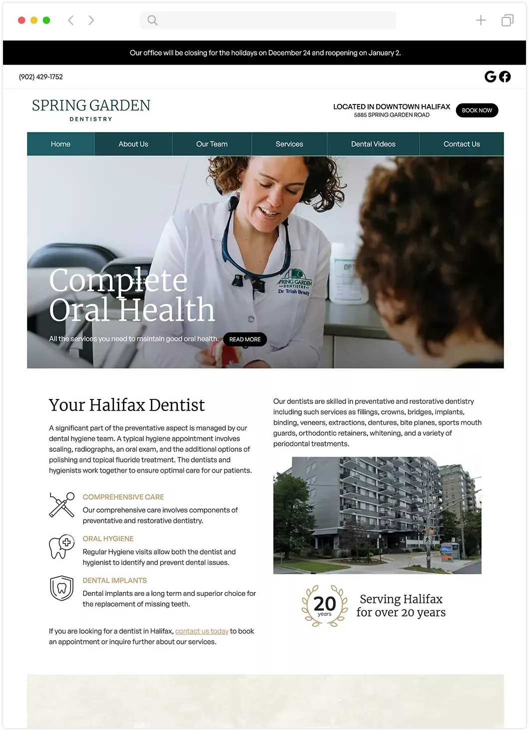 Spring Garden Dentistry website