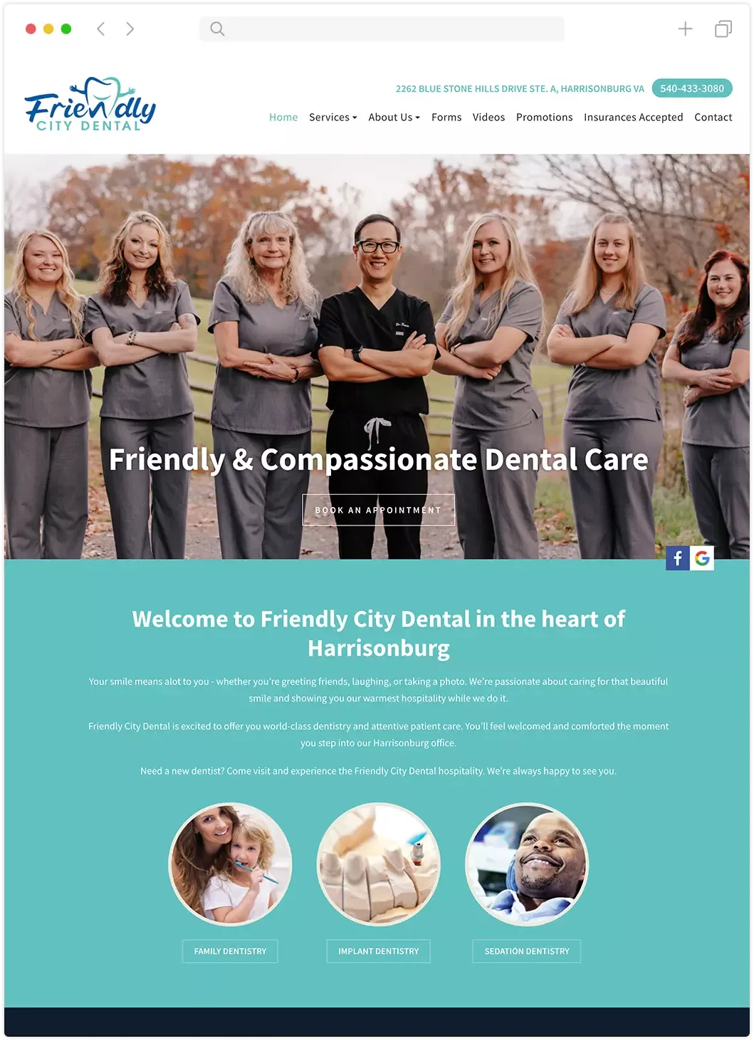 Friendly City Dental website