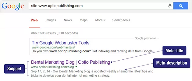 Title and description in search result