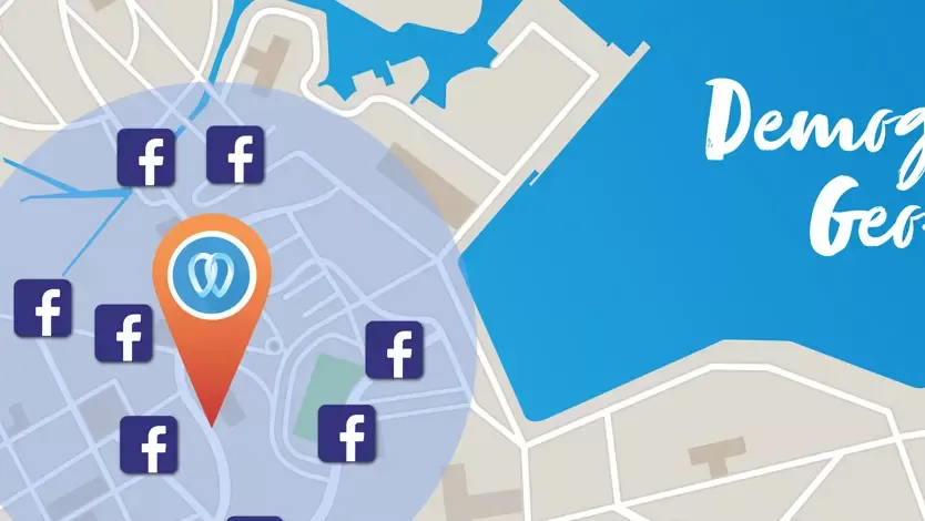Illustration showing geo-targeted ads