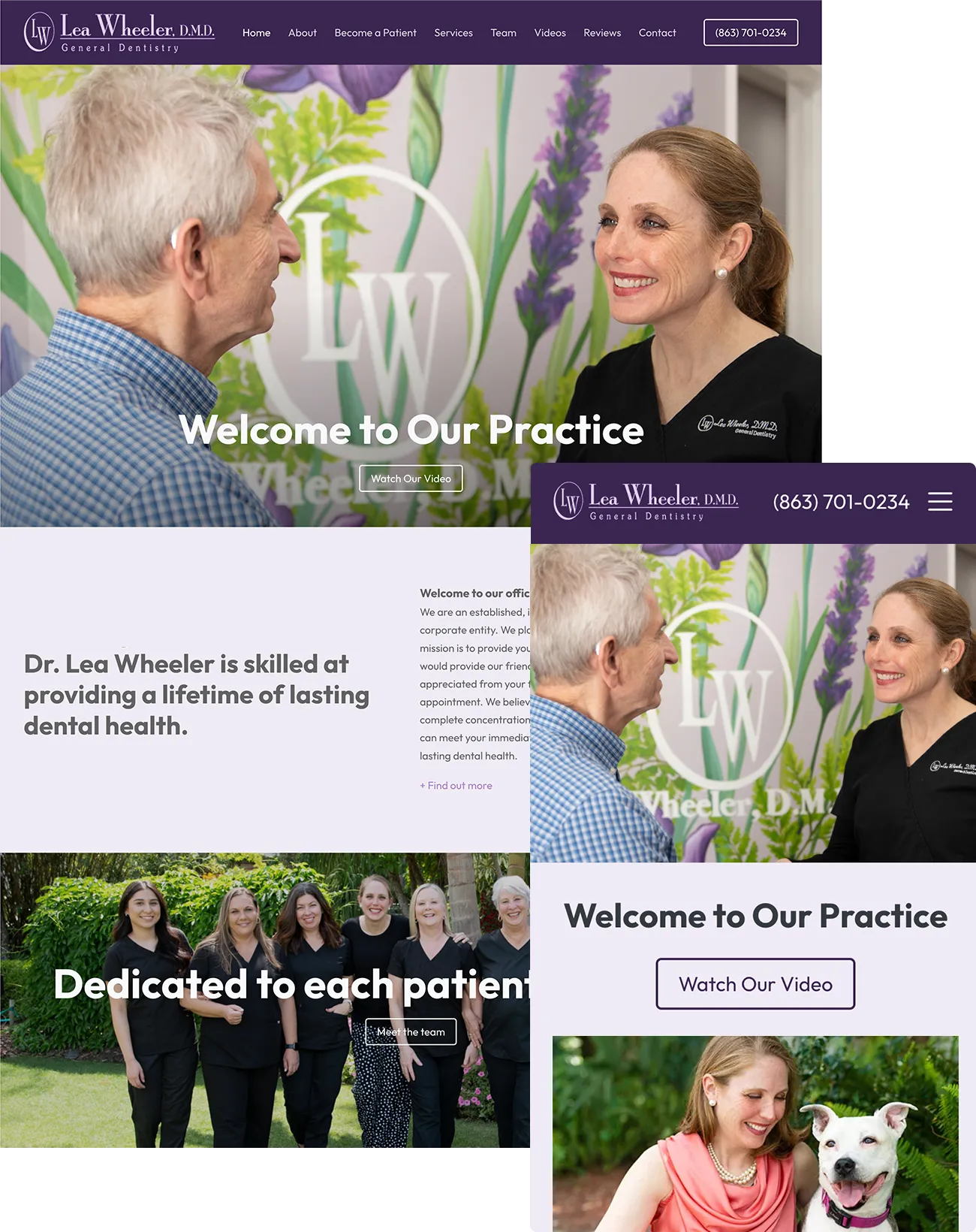 Dr. Wheeler Dental Website Example Desktop and Mobile Versions